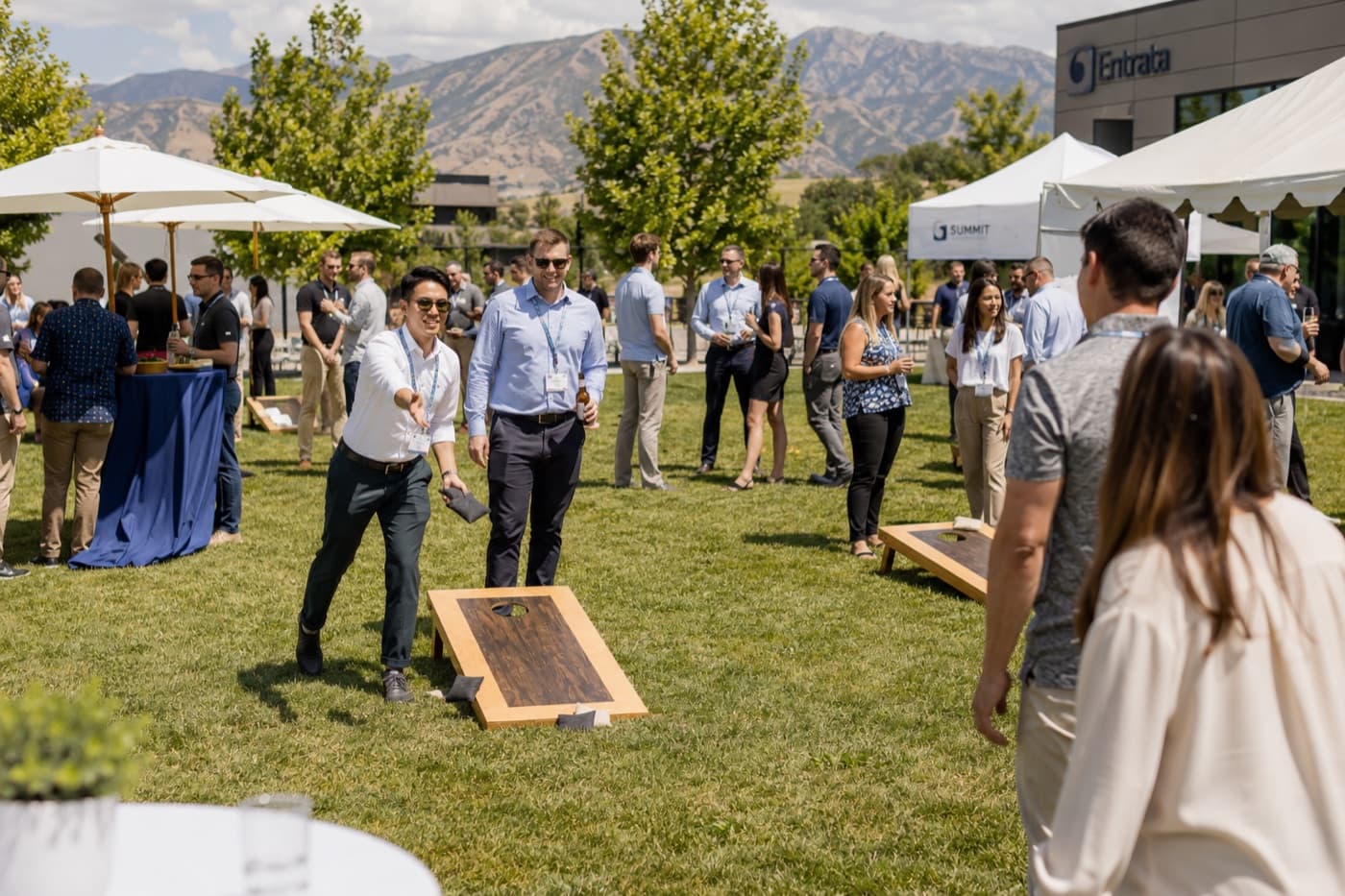 Corporate event with yard games