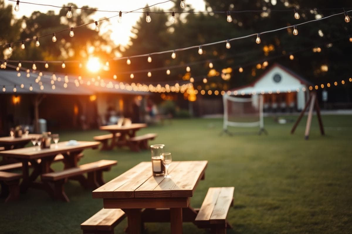 Event setup with string lights